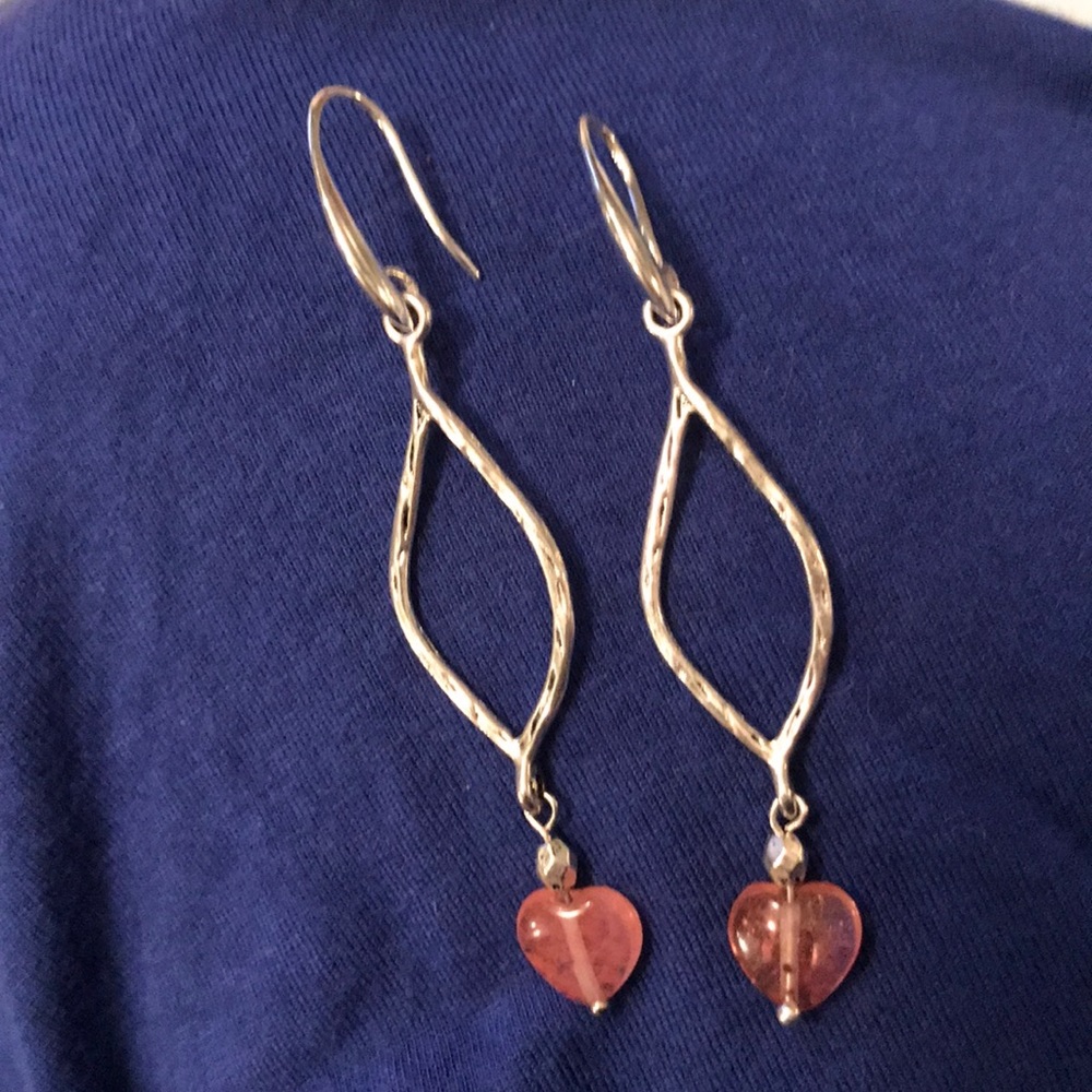 Silver Plated Cherry Quartz Drop Earrings
